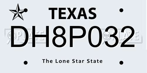 DH8P032 Texas License Plate