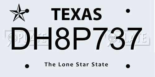 DH8P737 Texas License Plate