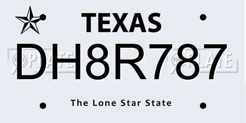 DH8R787 Texas License Plate