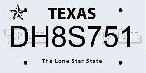 DH8S751 Texas License Plate