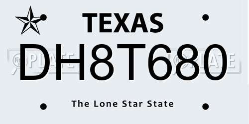 DH8T680 Texas License Plate
