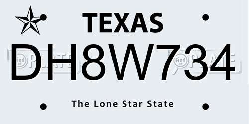 DH8W734 Texas License Plate