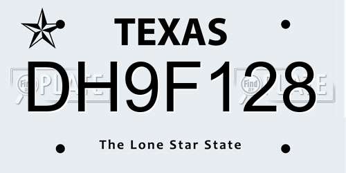 DH9F128 Texas License Plate