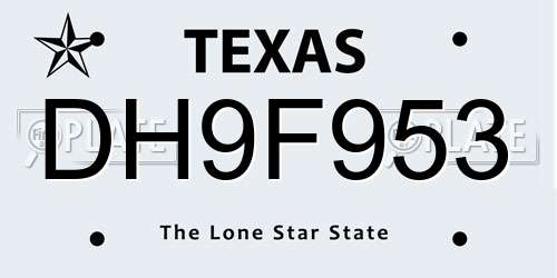 DH9F953 Texas License Plate