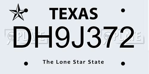 DH9J372 Texas License Plate