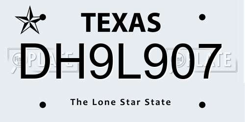 DH9L907 Texas License Plate