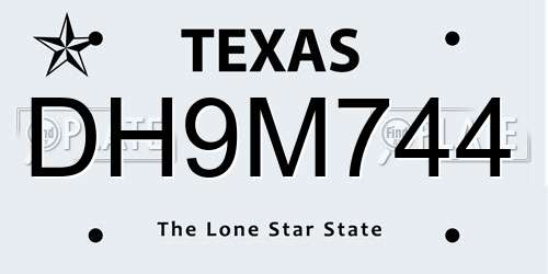 DH9M744 Texas License Plate