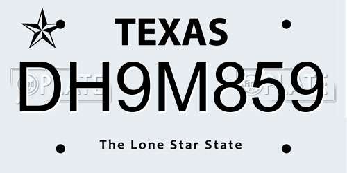 DH9M859 Texas License Plate