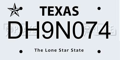 DH9N074 Texas License Plate