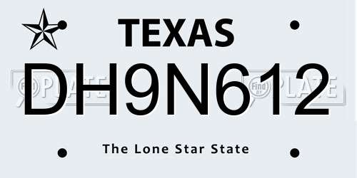 DH9N612 Texas License Plate