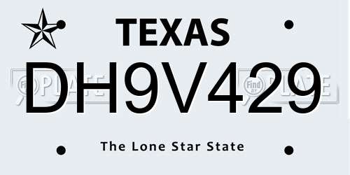 DH9V429 Texas License Plate