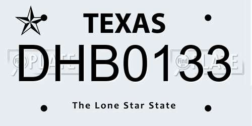 DHB0133 Texas License Plate