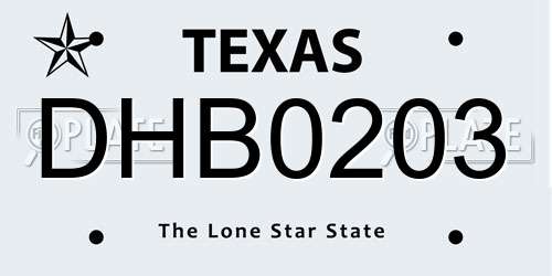DHB0203 Texas License Plate