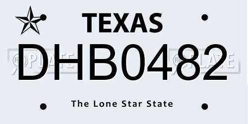 DHB0482 Texas License Plate