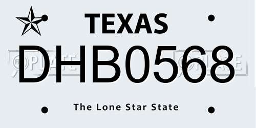 DHB0568 Texas License Plate
