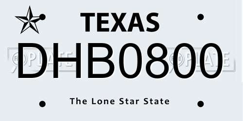 DHB0800 Texas License Plate