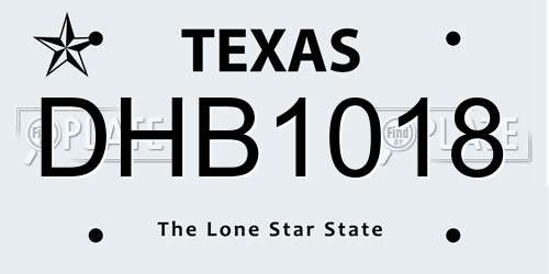 DHB1018 Texas License Plate