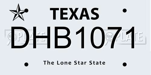 DHB1071 Texas License Plate
