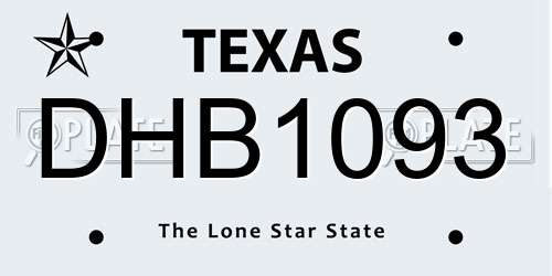 DHB1093 Texas License Plate
