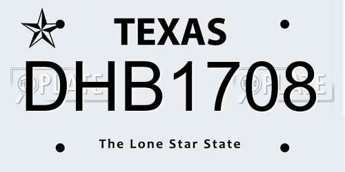 DHB1708 Texas License Plate