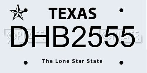 DHB2555 Texas License Plate
