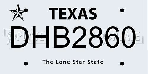 DHB2860 Texas License Plate