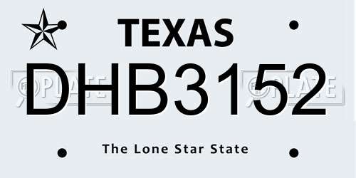 DHB3152 Texas License Plate