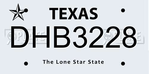 DHB3228 Texas License Plate