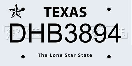 DHB3894 Texas License Plate