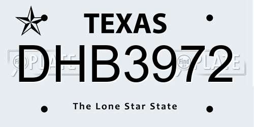 DHB3972 Texas License Plate