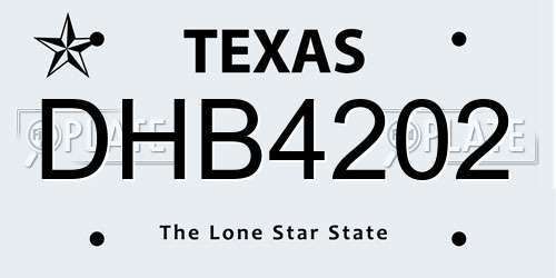 DHB4202 Texas License Plate