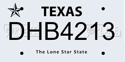 DHB4213 Texas License Plate