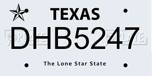 DHB5247 Texas License Plate