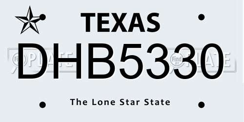 DHB5330 Texas License Plate
