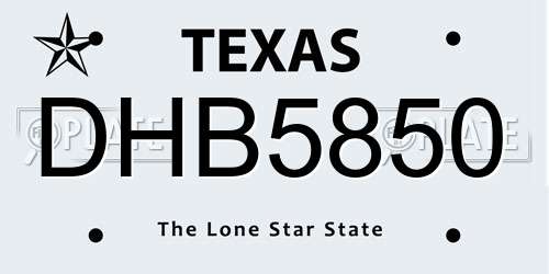 DHB5850 Texas License Plate