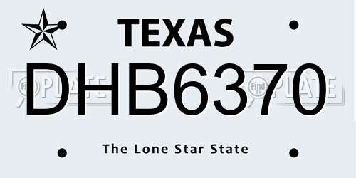 DHB6370 Texas License Plate