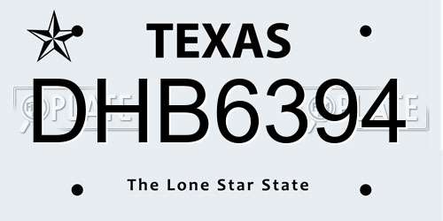 DHB6394 Texas License Plate
