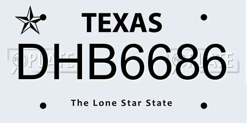 DHB6686 Texas License Plate