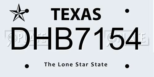 DHB7154 Texas License Plate