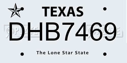 DHB7469 Texas License Plate