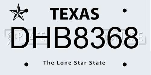 DHB8368 Texas License Plate
