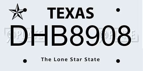 DHB8908 Texas License Plate