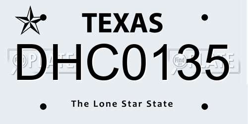 DHC0135 Texas License Plate
