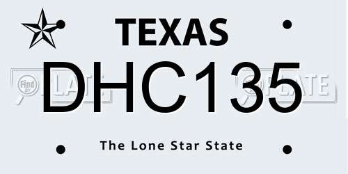 DHC135 Texas License Plate