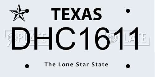 DHC1611 Texas License Plate