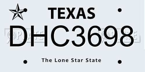 DHC3698 Texas License Plate