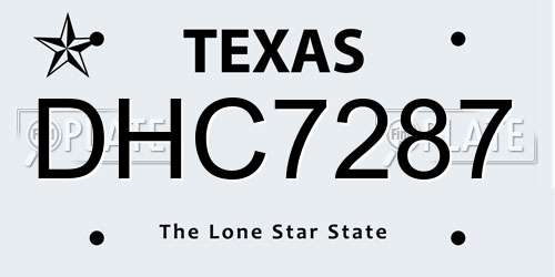 DHC7287 Texas License Plate