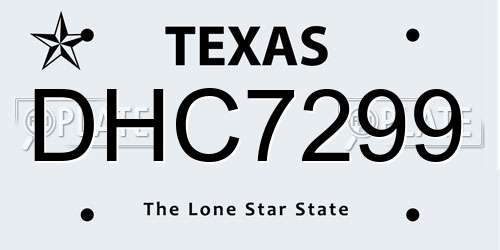 DHC7299 Texas License Plate