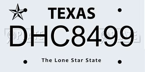 DHC8499 Texas License Plate