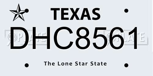 DHC8561 Texas License Plate